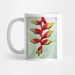 Red Watercolor Heliconia - Tropical Floral Print Mug